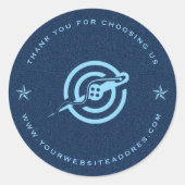 ブルーデニム生地テクスチャカスタムタイポグラフィ。 ラウンドシール (正面)