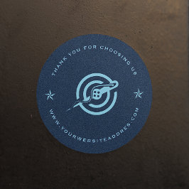 ブルーデニム生地テクスチャカスタムタイポグラフィ。 ラウンドシール