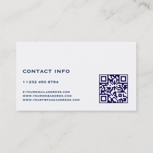 ブルーデニム生地テクスチャQRコード 名刺 (裏面)