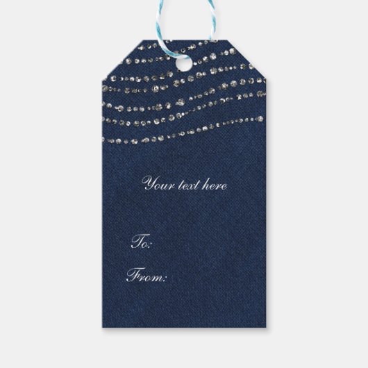 ブルーデニム&ダイアモンズスパークルブリングパーティー ギフトタグ (正面)