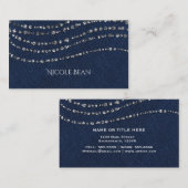 ブルーデニム&ダイヤモンドフェイクスパークルきらきら光る 名刺 (正面/裏面)
