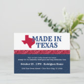 ブルーデニム&レッドバンダナプリントテキサス州ベビーシャワー 招待状 (スタンド正面)