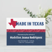 ブルーデニム&レッドバンダナプリントテキサス州ベビー 案内状 (スタンド正面)