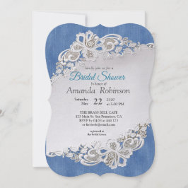 ブルーデニム、レース – アイボリーパールズ 招待状