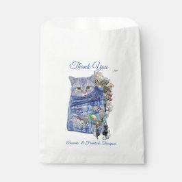 ブルーデニム、レース、コスチュームジュエリー&子猫 フェイバーバッグ