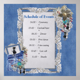 ブルーデニム、レース、コスチュームジュエリー&子猫 ポスター