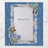 ブルーデニム、レース、コスチュームジュエリー&子猫 ワインラベル (シングルラベル)