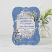 ブルーデニム、レース – コスチュームジュエリー 招待状 (スタンド正面)