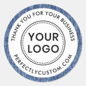 ブルーデニ縁どムの感謝していビジネス ラウンドシール (正面)