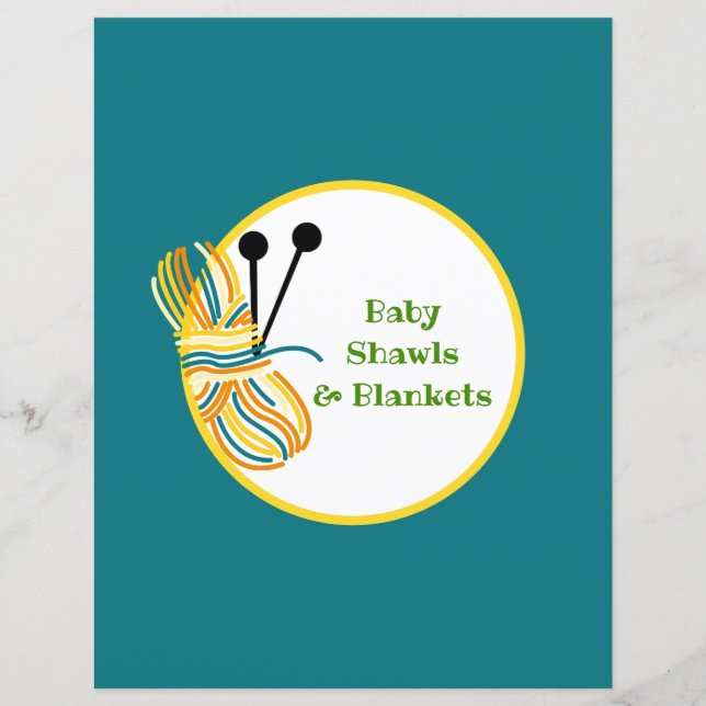 ブルーデバイダーページ – 編み物パターンバインダー挿入 (正面)