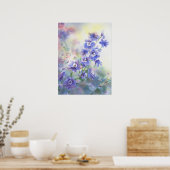 ブルーデルフィニウムのフラワーウォーター色ポスター ポスター (キッチン)