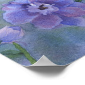 ブルーデルフィニウムのフラワーウォーター色ポスター ポスター (角)