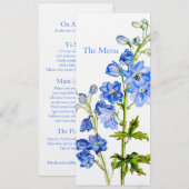 ブルーデルフィニウム結婚アートのディナーメニュー メニュー (正面/裏面)