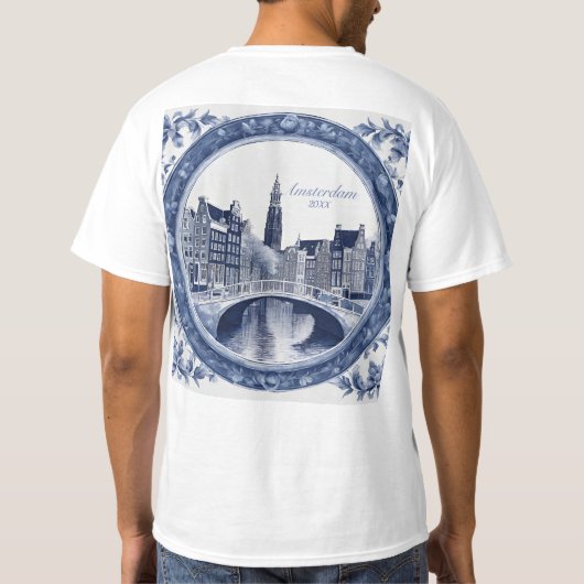 ブルーデルフトのオランダアムステルダムのお土産 Tシャツ (裏面)