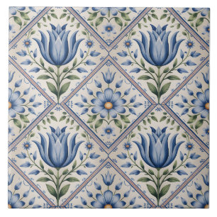 ブルーデルフト陶器模様 タイル