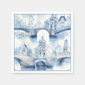 ブルーデルフト フラワーパーティー スタンダードカクテルナプキン (正面)