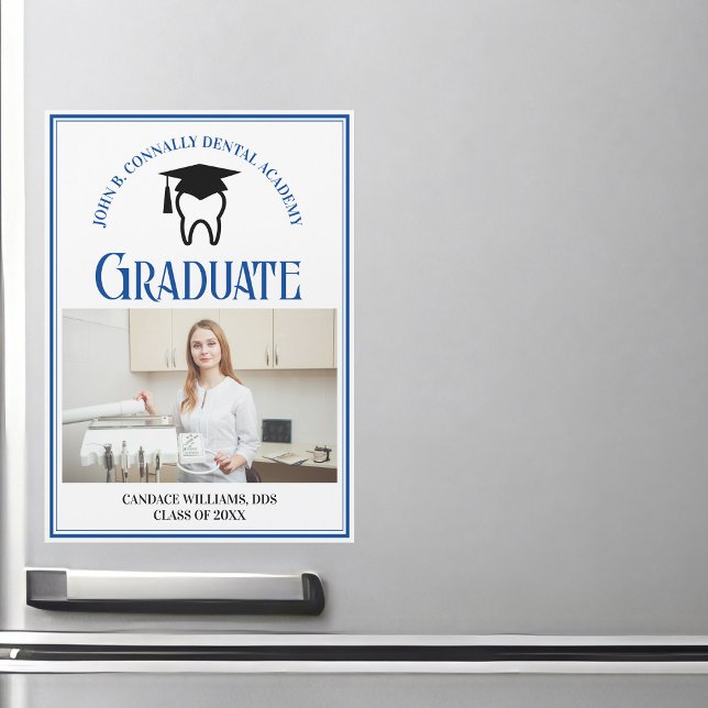 ブルーデンタルスクールフォトカスタムー卒業マグネット (クリエイターアップロード済み)