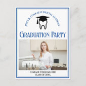 ブルーデンタルスクールフォトカスタムー卒業式パーティー インビテーションポストカード (正面)