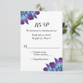 ブルーデンドロビウムオーキッドウェディングRSVPカード 出欠カード (スタンド正面)