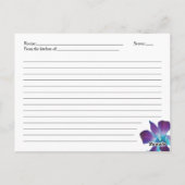 ブルーデンドロビウムオーキッドレシピカードブライダルシャワー ポストカード (裏面)