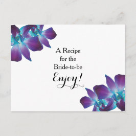ブルーデンドロビウムオーキッドレシピカードブライダルシャワー ポストカード