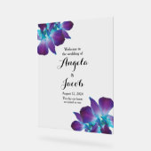 ブルーデンドロビウムオーキッド結婚ズへようこそ アクリルサイン (傾斜)