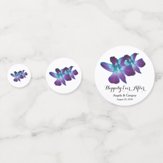 ブルーデンドロビウム蘭の後に幸せ結婚に コンフェッティ (裏面)