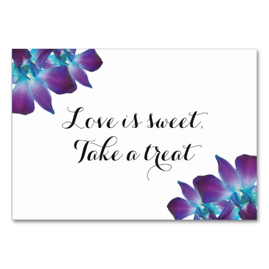 ブルーデンドロビウム蘭の愛は甘結婚いサイン テーブルナンバー (正面)