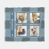 ブルーデ素朴ニムバッファロープレイド4フォトドッグ フリースブランケット (正面(横))