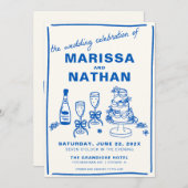 ブルートア描ーズ結婚式招待状 招待状 (正面/裏面)