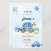 ブルートイカーの赤ちゃんシャワー 招待状 (正面/裏面)