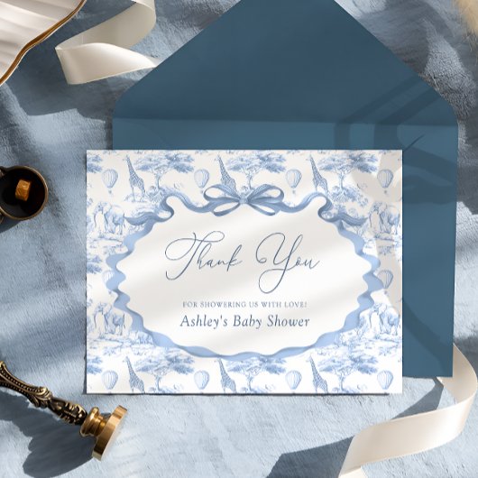 ブルートイルサファリ動物ベビーシャワーありがとう サンキューカード