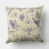 ブルートイルフランスのカントリーCherubパターン クッション (裏面)