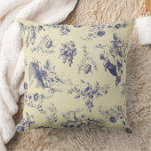 ブルートイルフランスのカントリーCherubパターン クッション (ブランケット)