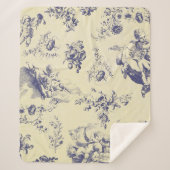 ブルートイルフランスのカントリーCherubパターン シェルパブランケット (正面)