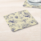 ブルートイルフランスのカントリーCherubパターン スクエアペーパーコースター (アングル)