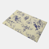 ブルートイルフランスのカントリーCherubパターン ドアマット (アングル)