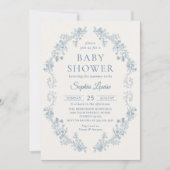 ブルートイルフローラチノワセリーベビーシャワー 招待状 (正面)