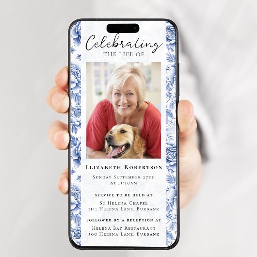 ブルートイルフローラ写真葬式デジタルエビテ 招待状