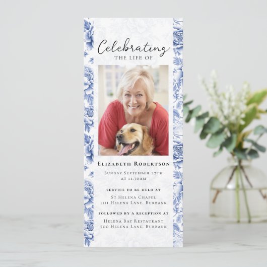 ブルートイルフローラ写真葬式デジタルエビテ 招待状 (スタンド正面)