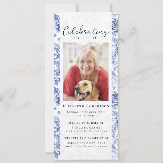 ブルートイルフローラ写真葬式デジタルエビテ 招待状 (正面)