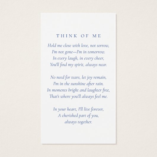 ブルートイルフローラ写真葬式祈りの言葉カード (裏面)