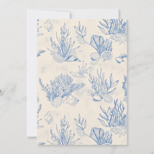 ブルートイル海をテーマにしたブライダルシャワー 招待状 (裏面)