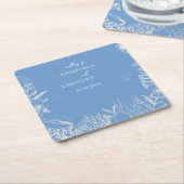 ブルートイル海結婚テーマ スクエアペーパーコースター (アングル)