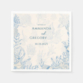 ブルートイル海結婚テーマ スタンダードカクテルナプキン