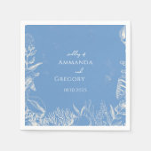 ブルートイル海結婚テーマ スタンダードカクテルナプキン (正面)