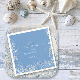 ブルートイル海結婚テーマ スタンダードカクテルナプキン