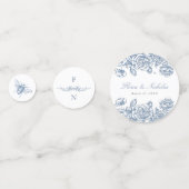 ブルートイル結婚のテーブル紙吹雪Chinoiserie コンフェッティ (正面)