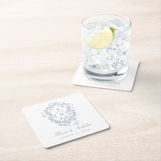 ブルートイル結婚ズ紙コースターチノイスリーシック スクエアペーパーコースター (インサイチュ)