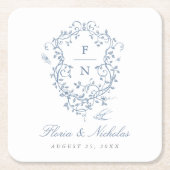 ブルートイル結婚ズ紙コースターチノイスリーシック スクエアペーパーコースター (正面)